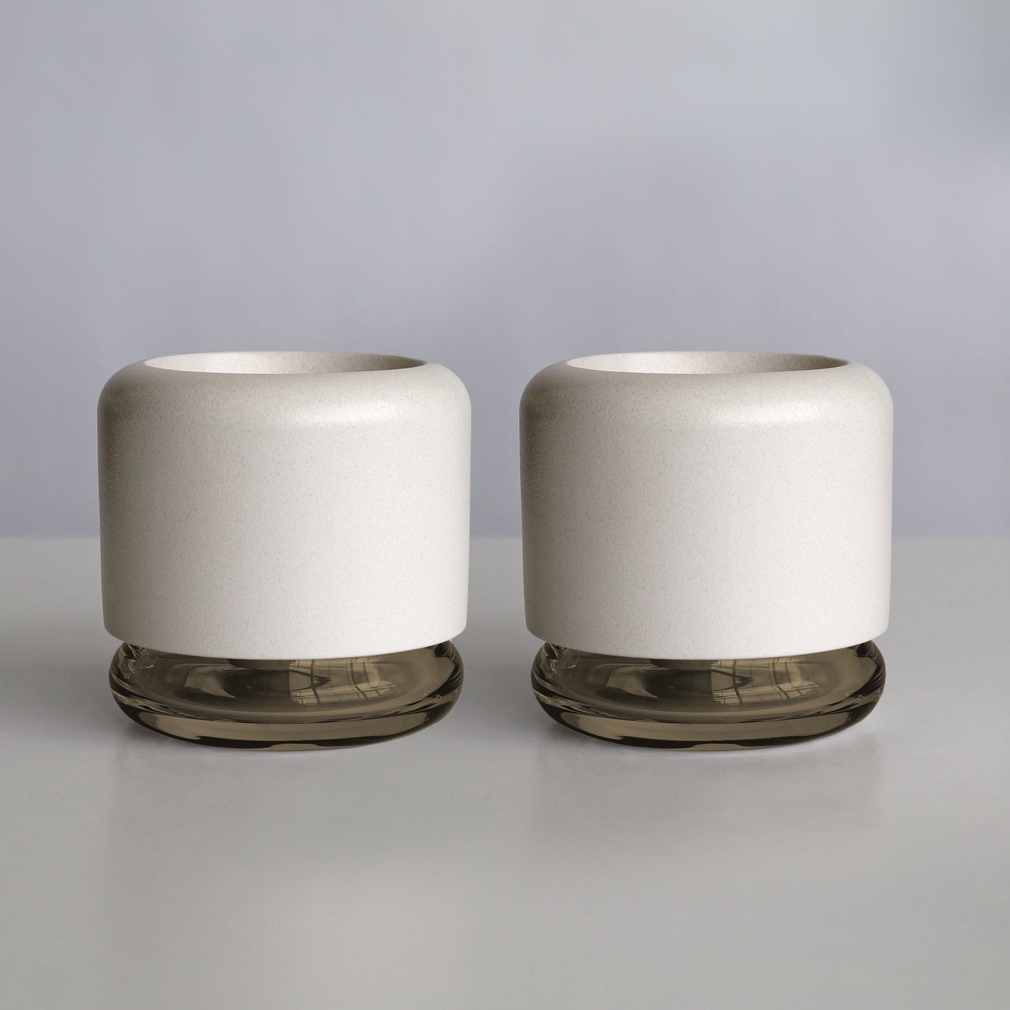 2x Geo H2O Ash ceramic planter with water reservoir